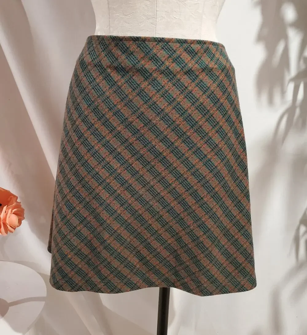 Free People Plaid Pull-On A-Line Mini Skirt Size XL Academia Preppy Ivy School